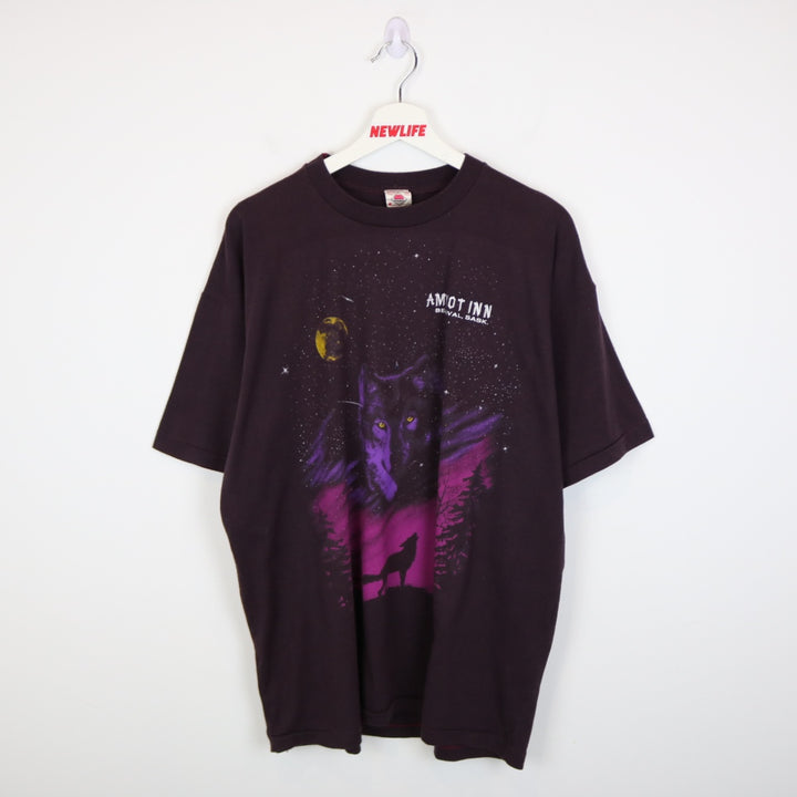 Vintage 90's Amyot Inn Saskatchewan Wolf Nature Tee - XL-NEWLIFE Clothing