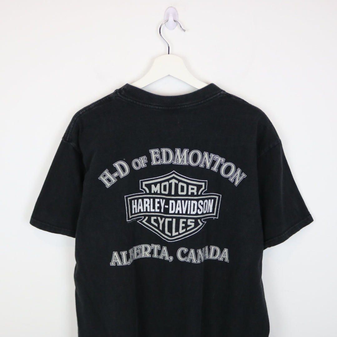 Vintage 1998 Harley Davidson Edmonton Alberta Tee - L-NEWLIFE Clothing