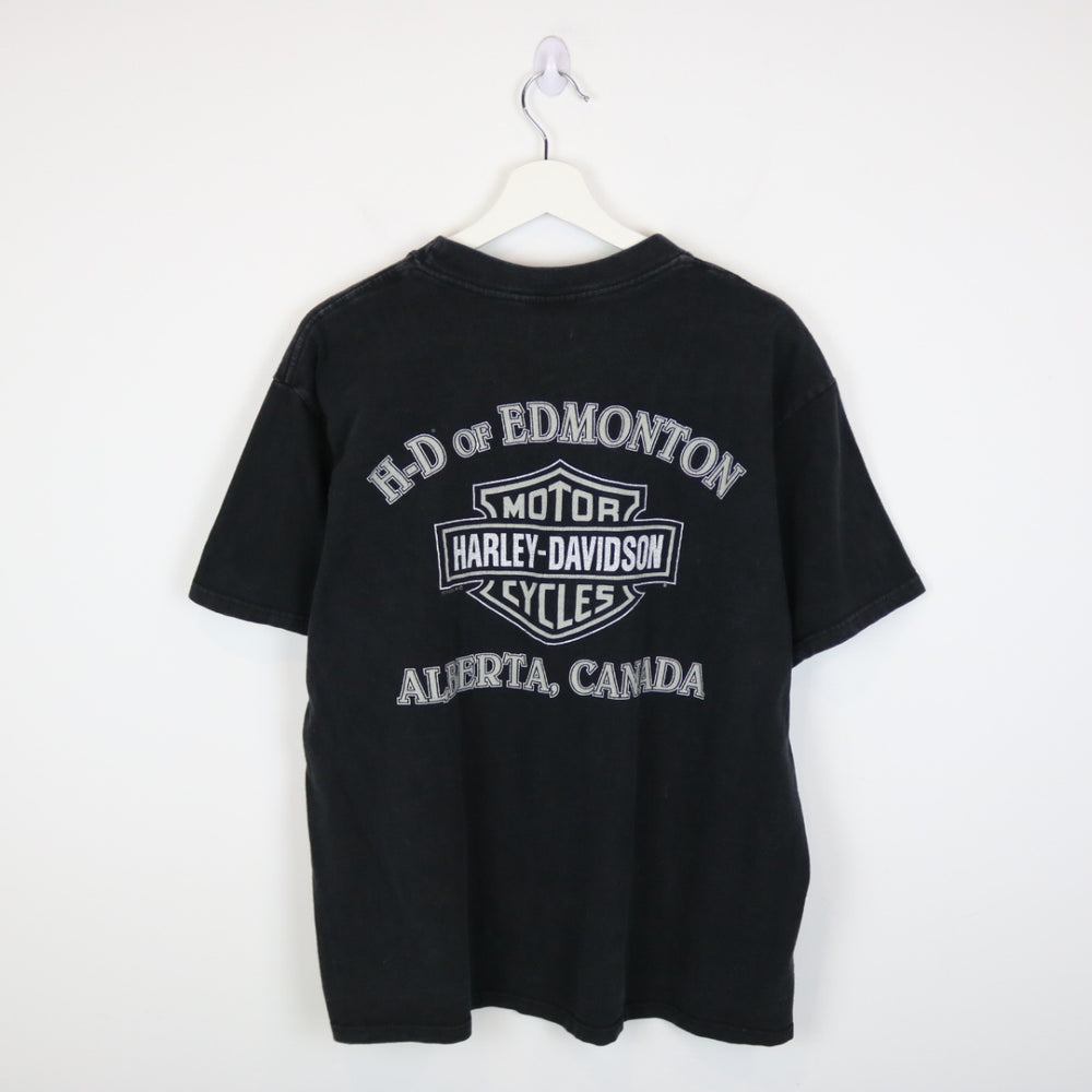 Vintage 1998 Harley Davidson Edmonton Alberta Tee - L-NEWLIFE Clothing
