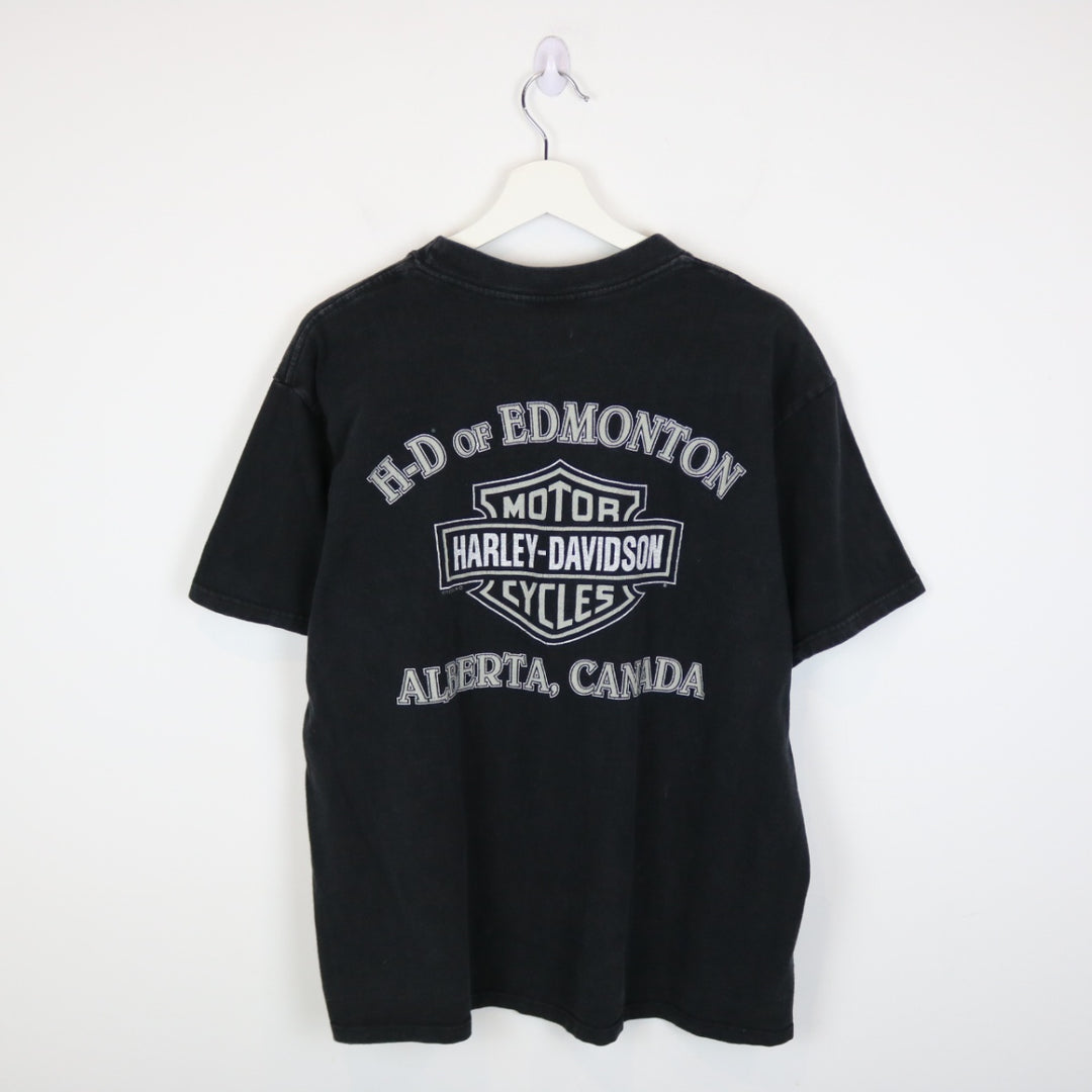 Vintage 1998 Harley Davidson Edmonton Alberta Tee - L-NEWLIFE Clothing