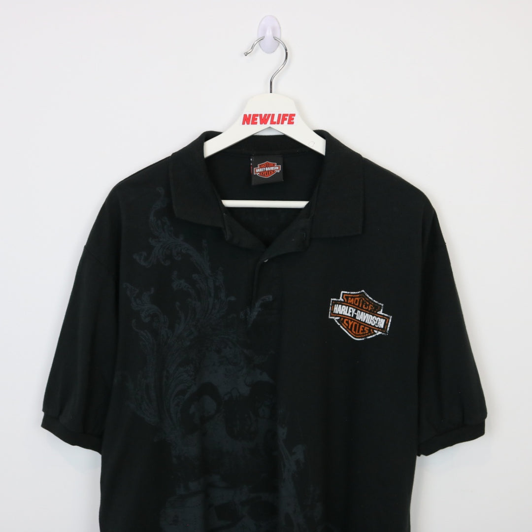 Vintage 00's Harley Davidson Skull Polo Shirt - XL-NEWLIFE Clothing