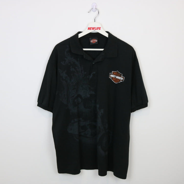 Vintage 00's Harley Davidson Skull Polo Shirt - XL-NEWLIFE Clothing