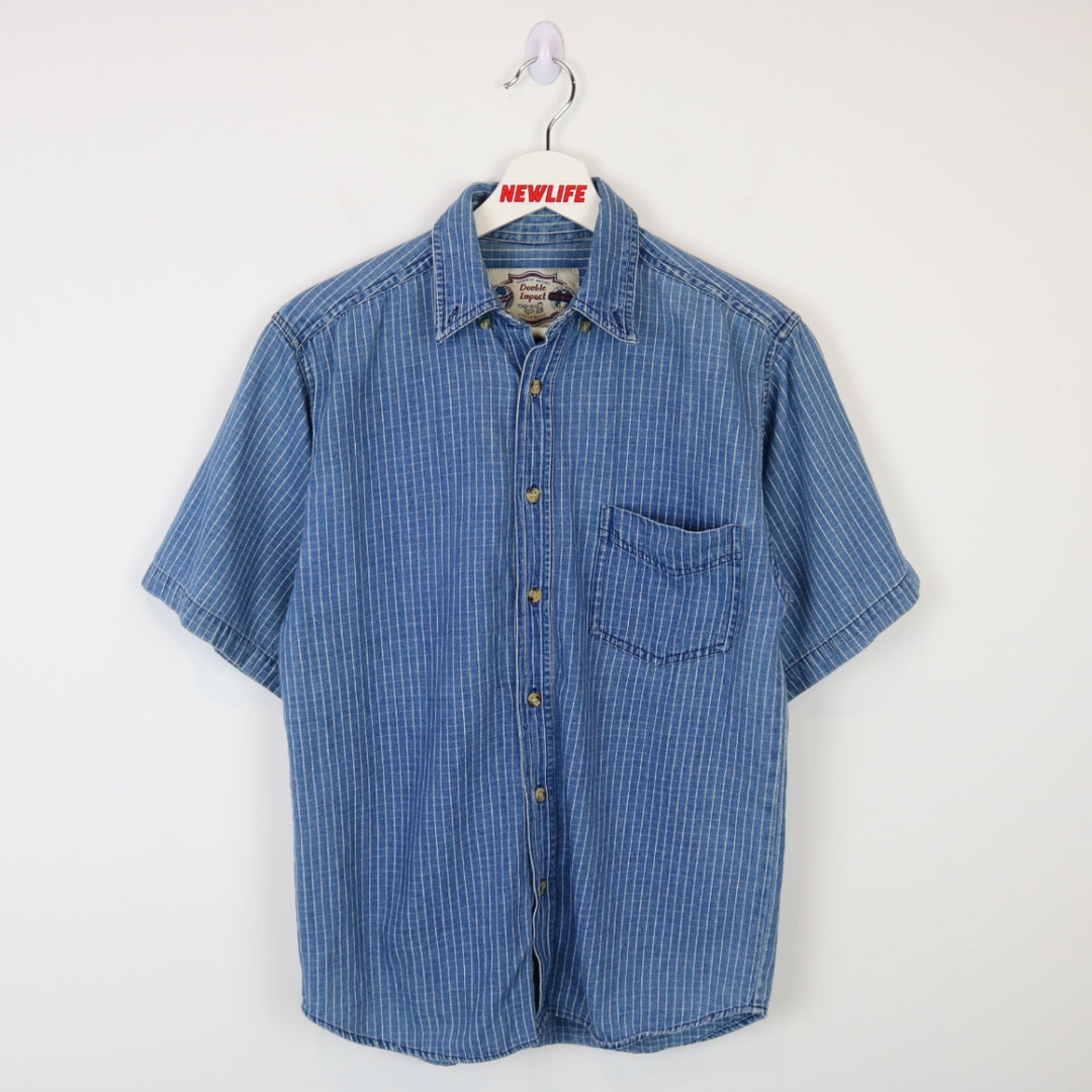 Vintage 90's Striped Denim Short Sleeve Button Up - XS-NEWLIFE Clothing