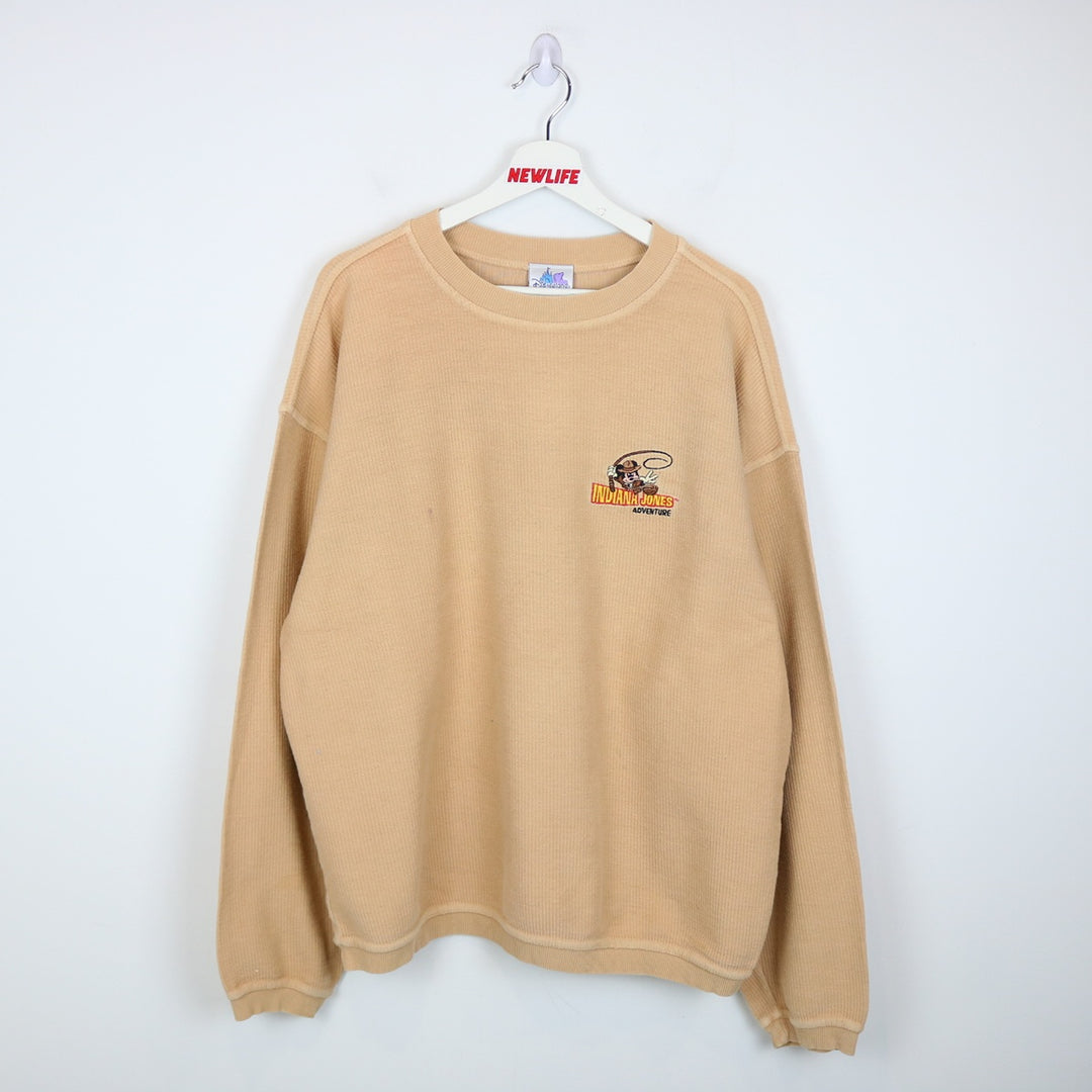 Vintage 00's Disneyland Indiana Jones Adventure Corduroy Crewneck - L-NEWLIFE Clothing