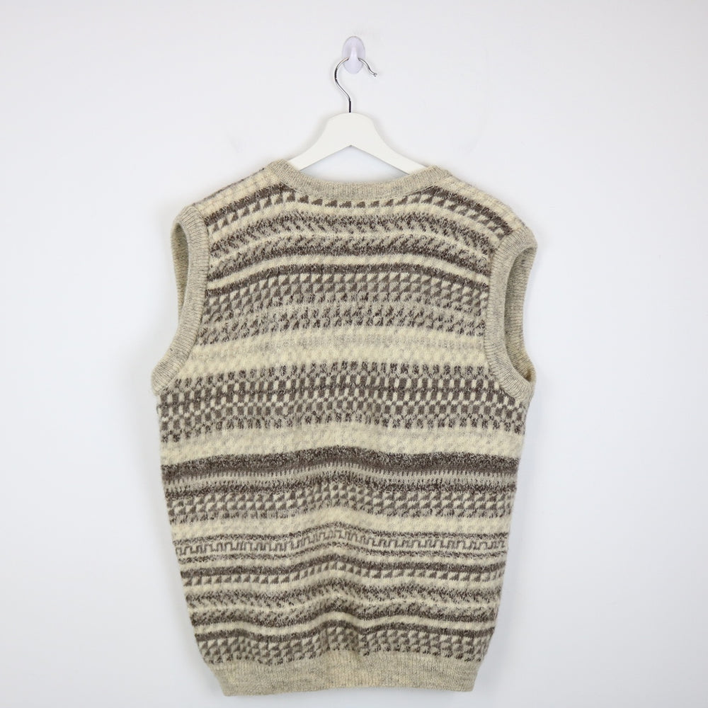 Vintage 90's Patterned Wool Knit Vest - L-NEWLIFE Clothing