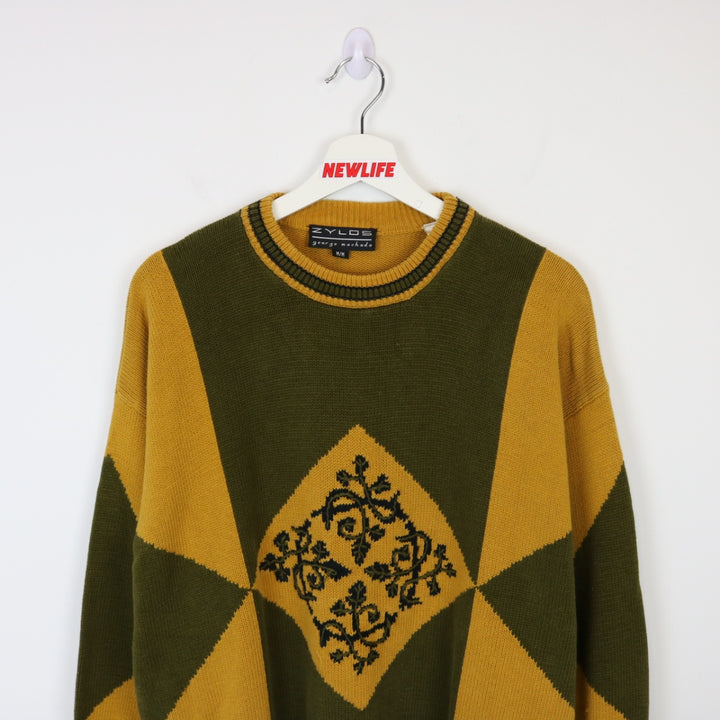 Vintage 80's Zylos Patterned Knit Sweater - M-NEWLIFE Clothing