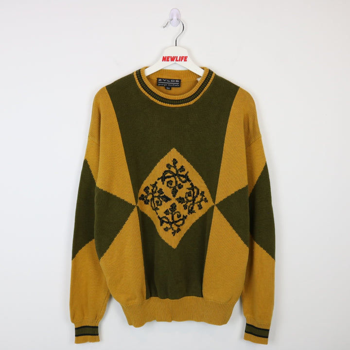 Vintage 80's Zylos Patterned Knit Sweater - M-NEWLIFE Clothing