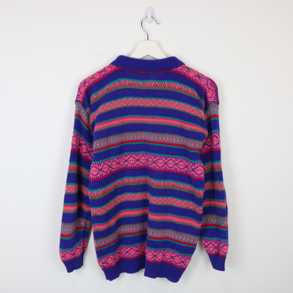 Vintage 90's Striped Collared Knit Sweater - M-NEWLIFE Clothing