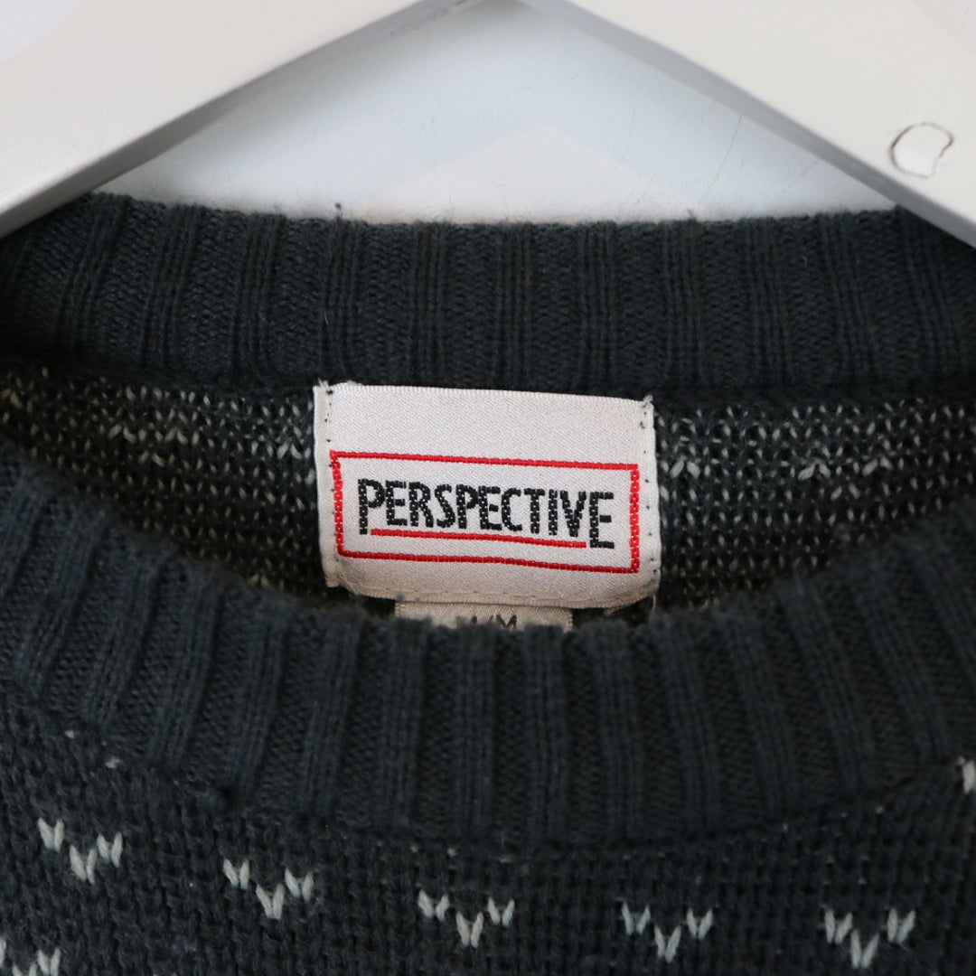 Vintage 80's Perspective Patterned Knit Sweater - M-NEWLIFE Clothing