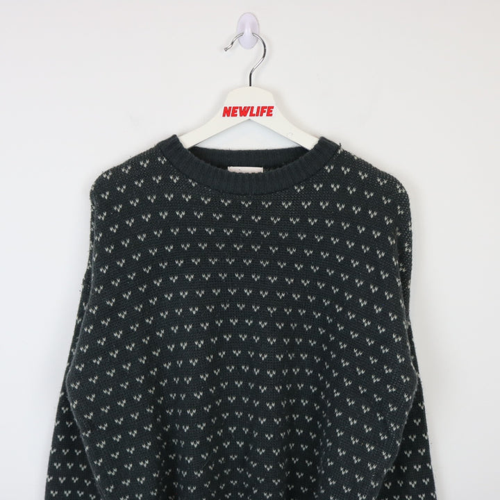 Vintage 80's Perspective Patterned Knit Sweater - M-NEWLIFE Clothing