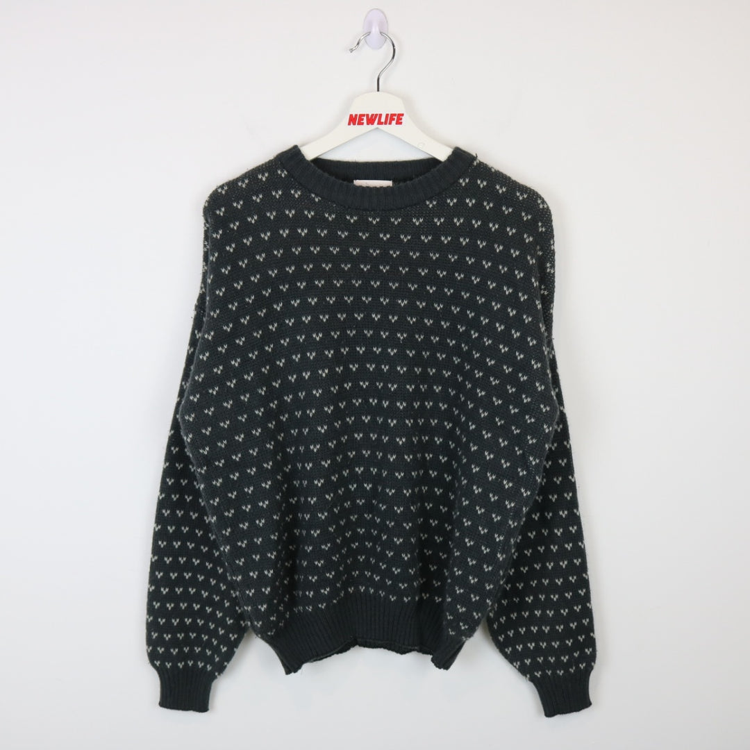 Vintage 80's Perspective Patterned Knit Sweater - M-NEWLIFE Clothing