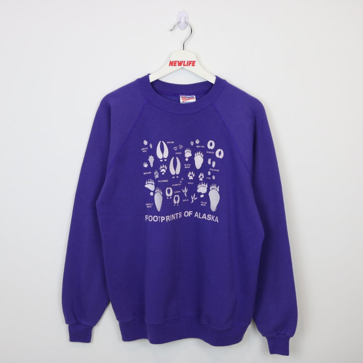 Vintage 90's Footprints of Alaska Nature Crewneck - M-NEWLIFE Clothing