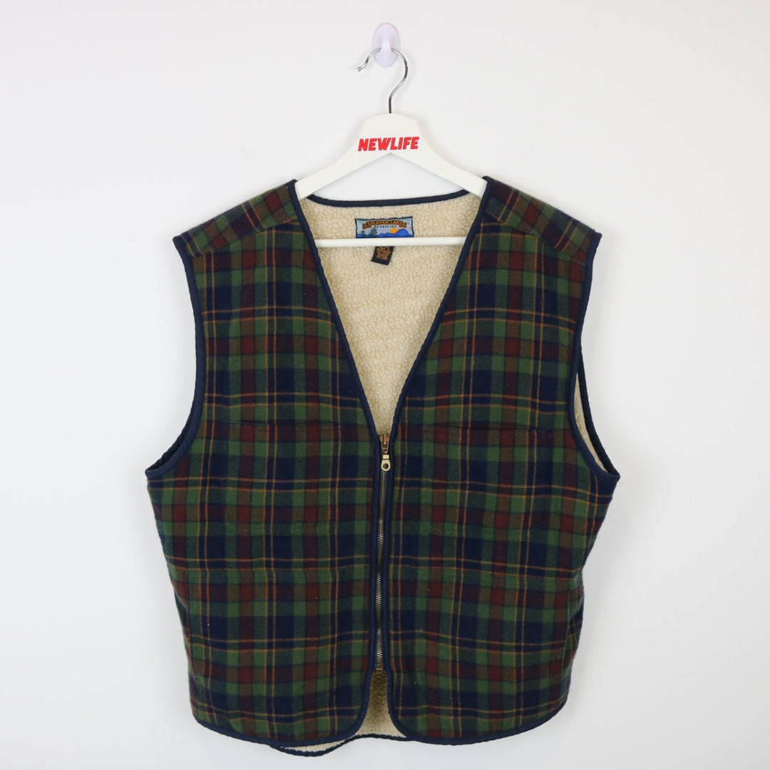 Vintage 90's Sherpa Lined Plaid Vest - M-NEWLIFE Clothing