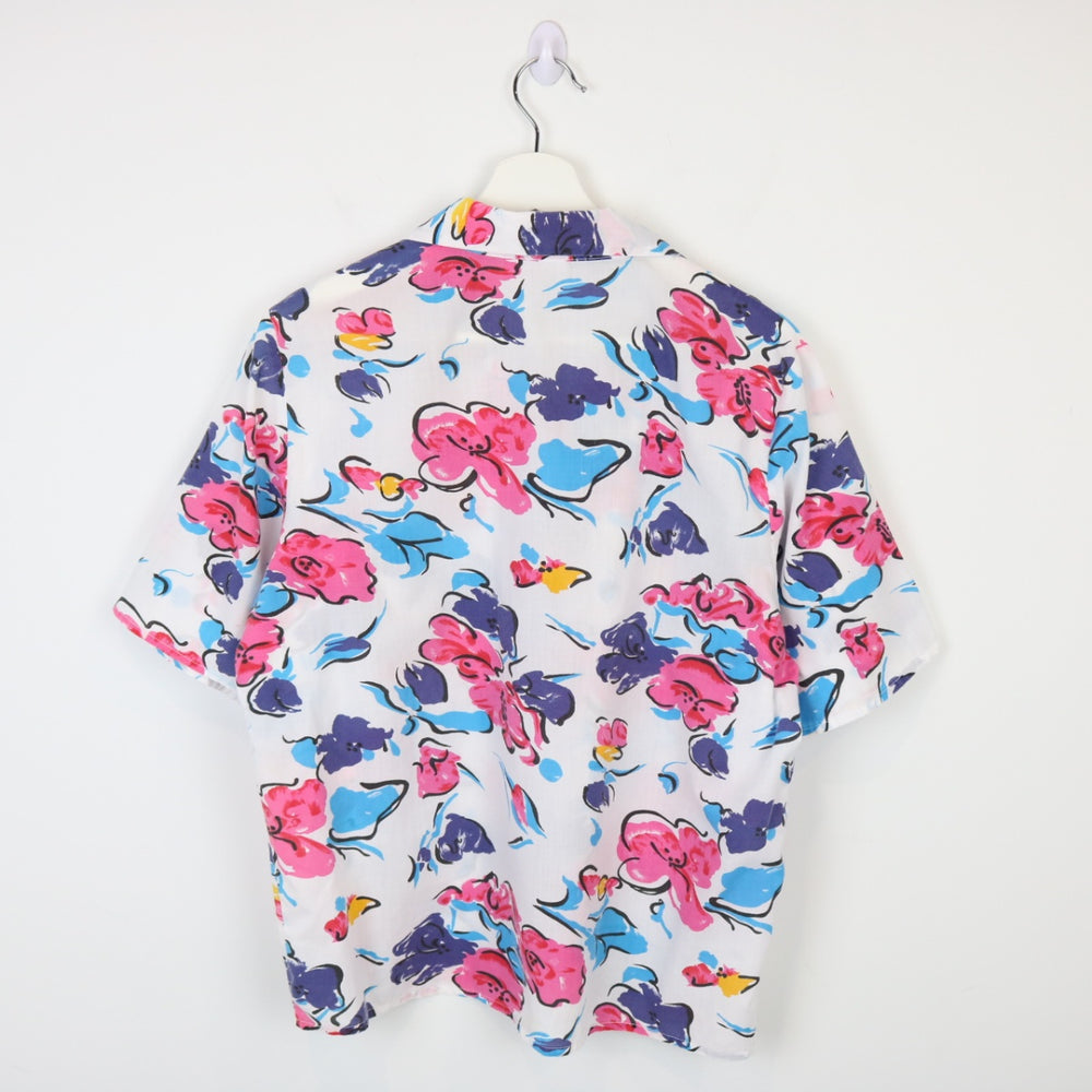 Vintage 80's Flower Patterned Short Sleeve Button Up - M-NEWLIFE Clothing