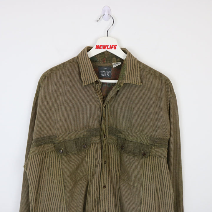 Vintage 90's New Hardware Striped Button Up - M-NEWLIFE Clothing