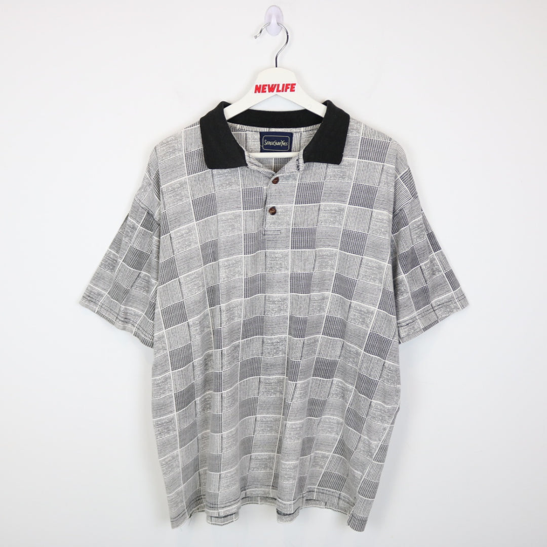 Vintage 90's Serge Saint Yves Patterned Polo Shirt - L/XL-NEWLIFE Clothing