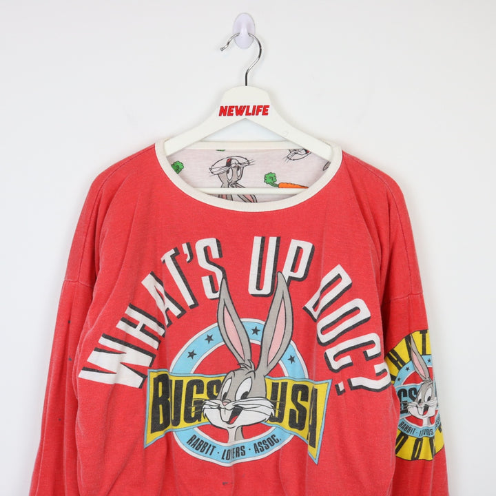 Vintage 90's Bugs Bunny Looney Tunes Reversible Crewneck - M-NEWLIFE Clothing