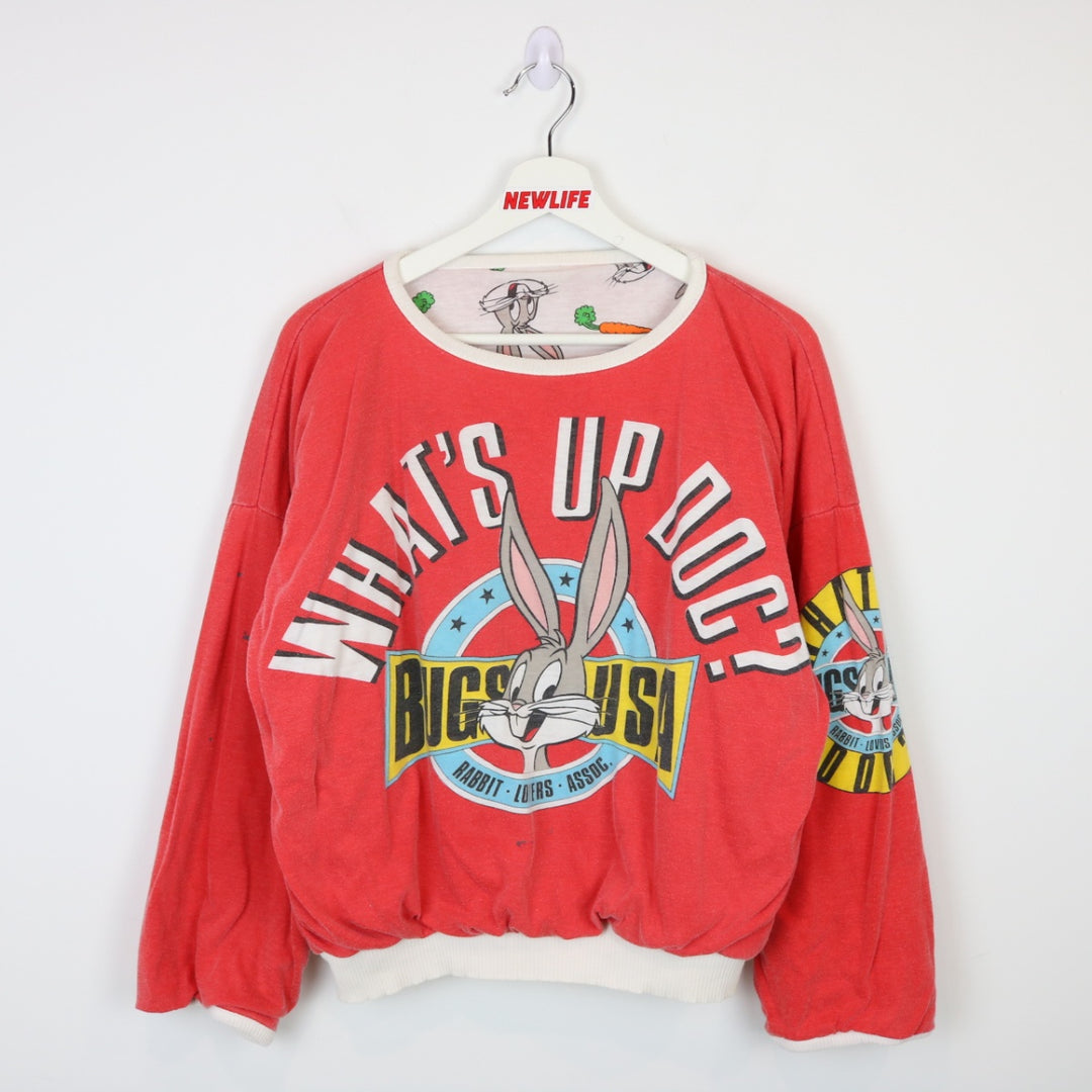 Vintage 90's Bugs Bunny Looney Tunes Reversible Crewneck - M-NEWLIFE Clothing