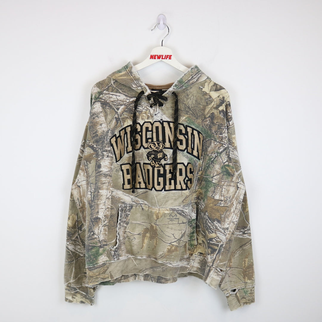 Vintage 00's Wisconsin Badgers Real Tree Camo Hoodie - XL-NEWLIFE Clothing