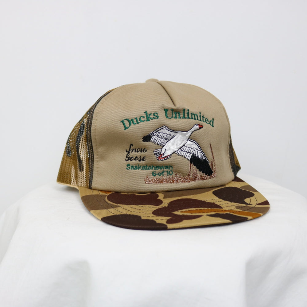 Vintage 80's Ducks Unlimited Snow Goose Camo Trucker Hat - OS-NEWLIFE Clothing
