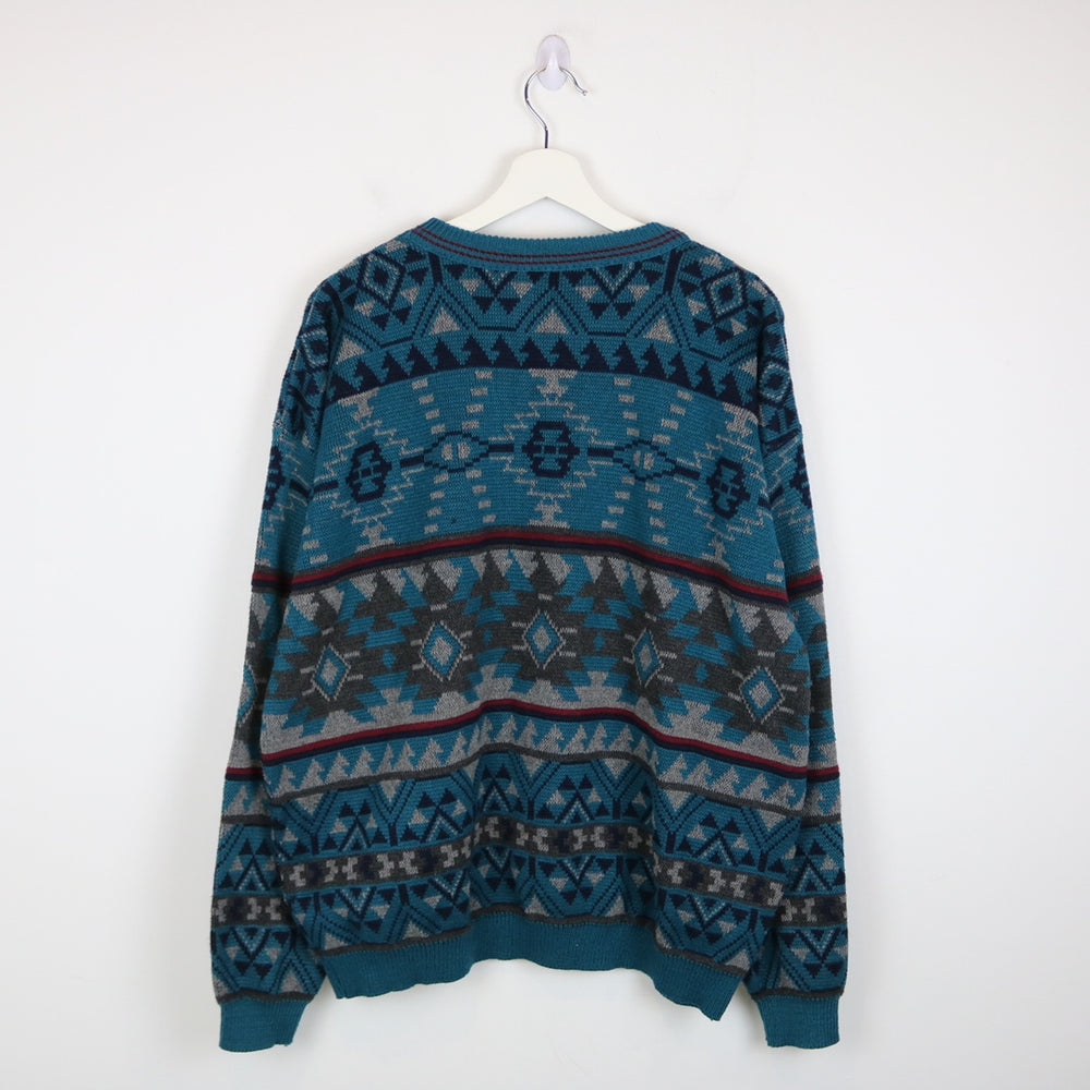 Vintage 80's Avon Patterned Knit Sweater - L-NEWLIFE Clothing