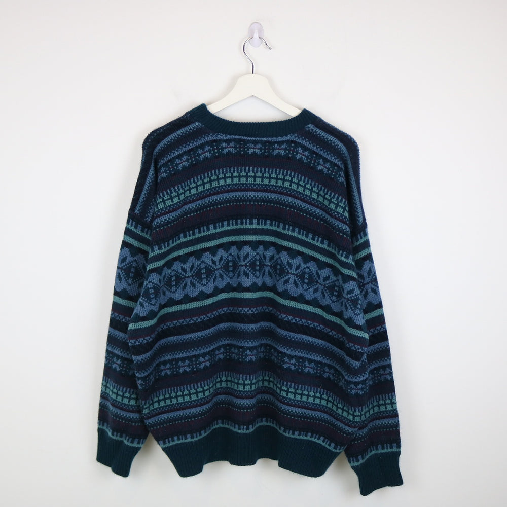 Vintage 80's Tip Top Tailors Patterned Knit Sweater - XL-NEWLIFE Clothing