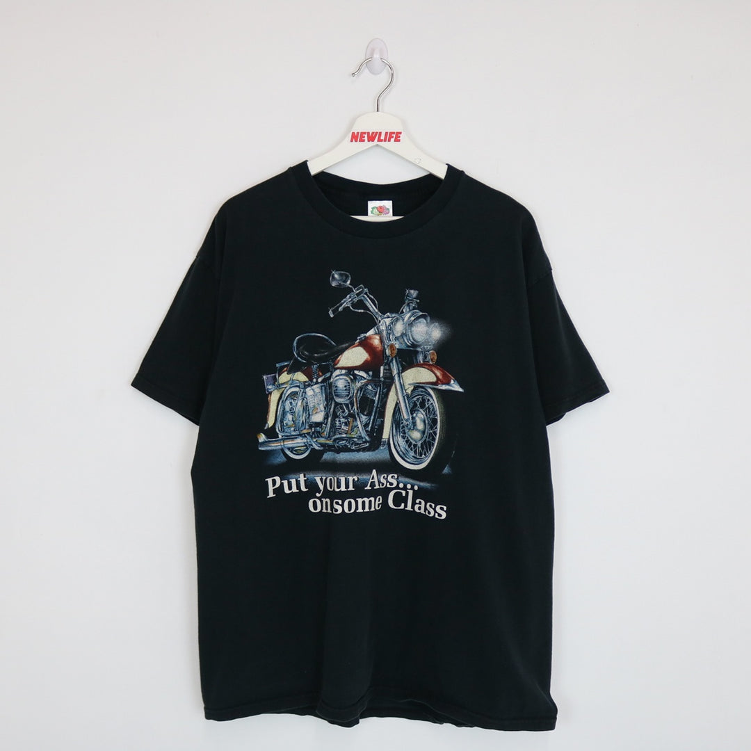 Vintage 00's Put Your Ass on Some Class Biker Tee - XL-NEWLIFE Clothing