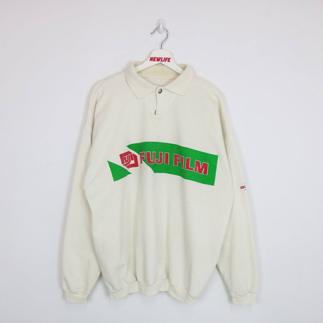 Vintage 80's Fujifilm Camera Collared Crewneck - L-NEWLIFE Clothing