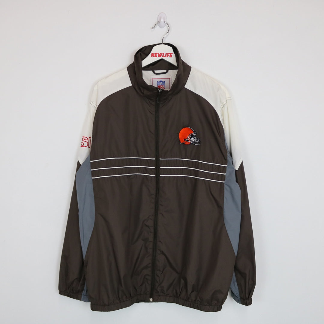 Vintage 90's Cleveland Browns NFL Windbreaker Jacket - L-NEWLIFE Clothing