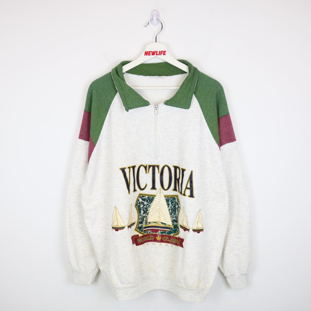 Vintage 90's Victoria BC Quarter Zip Sweater - XL/XXL-NEWLIFE Clothing