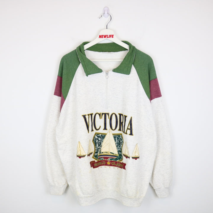 Vintage 90's Victoria BC Quarter Zip Sweater - XL/XXL-NEWLIFE Clothing