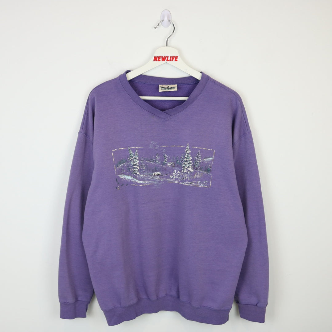 Vintage 90's Northern Reflections Winter Nature Crewneck - L-NEWLIFE Clothing