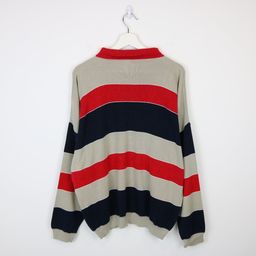 Vintage 80's Striped Collared Knit Sweater - L-NEWLIFE Clothing