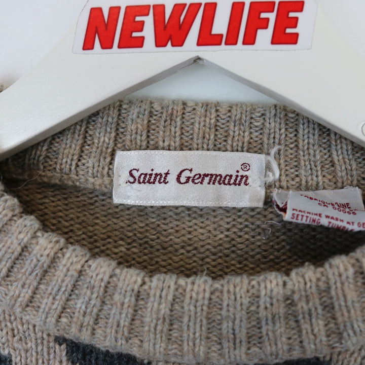 Vintage 90's Saint Germain Patterned Knit Sweater - S-NEWLIFE Clothing