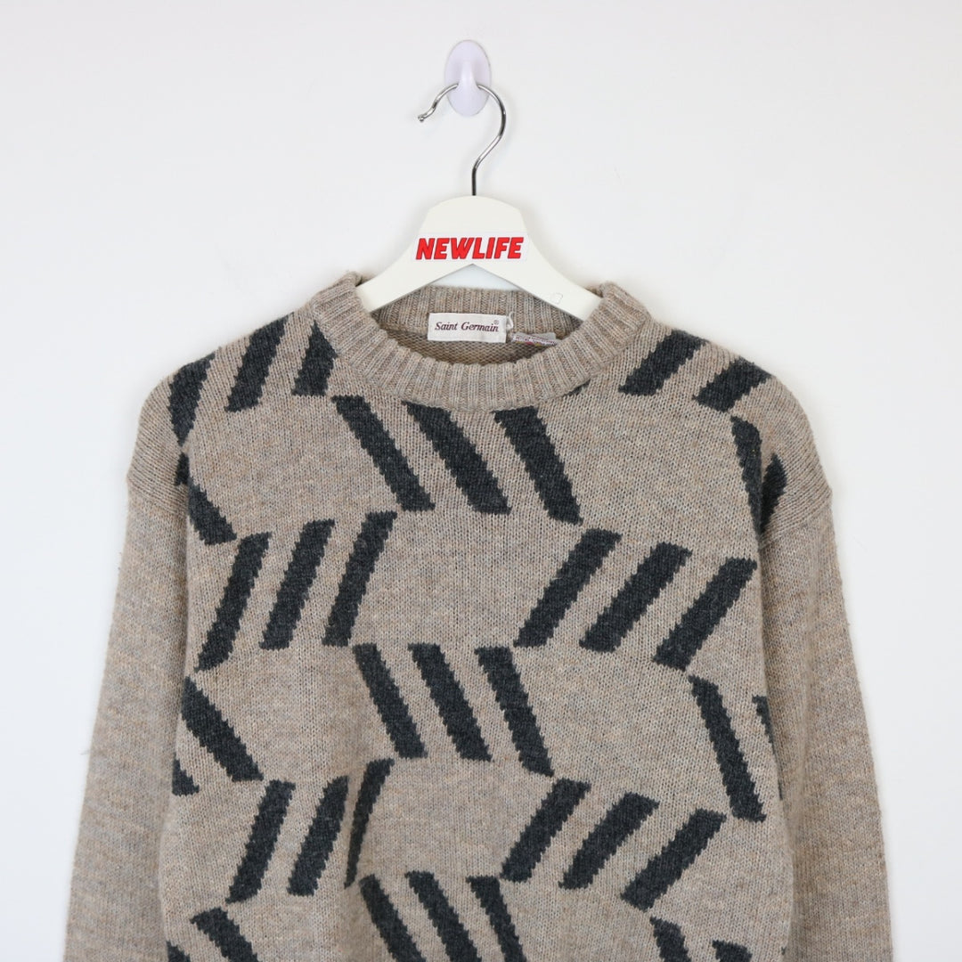 Vintage 90's Saint Germain Patterned Knit Sweater - S-NEWLIFE Clothing