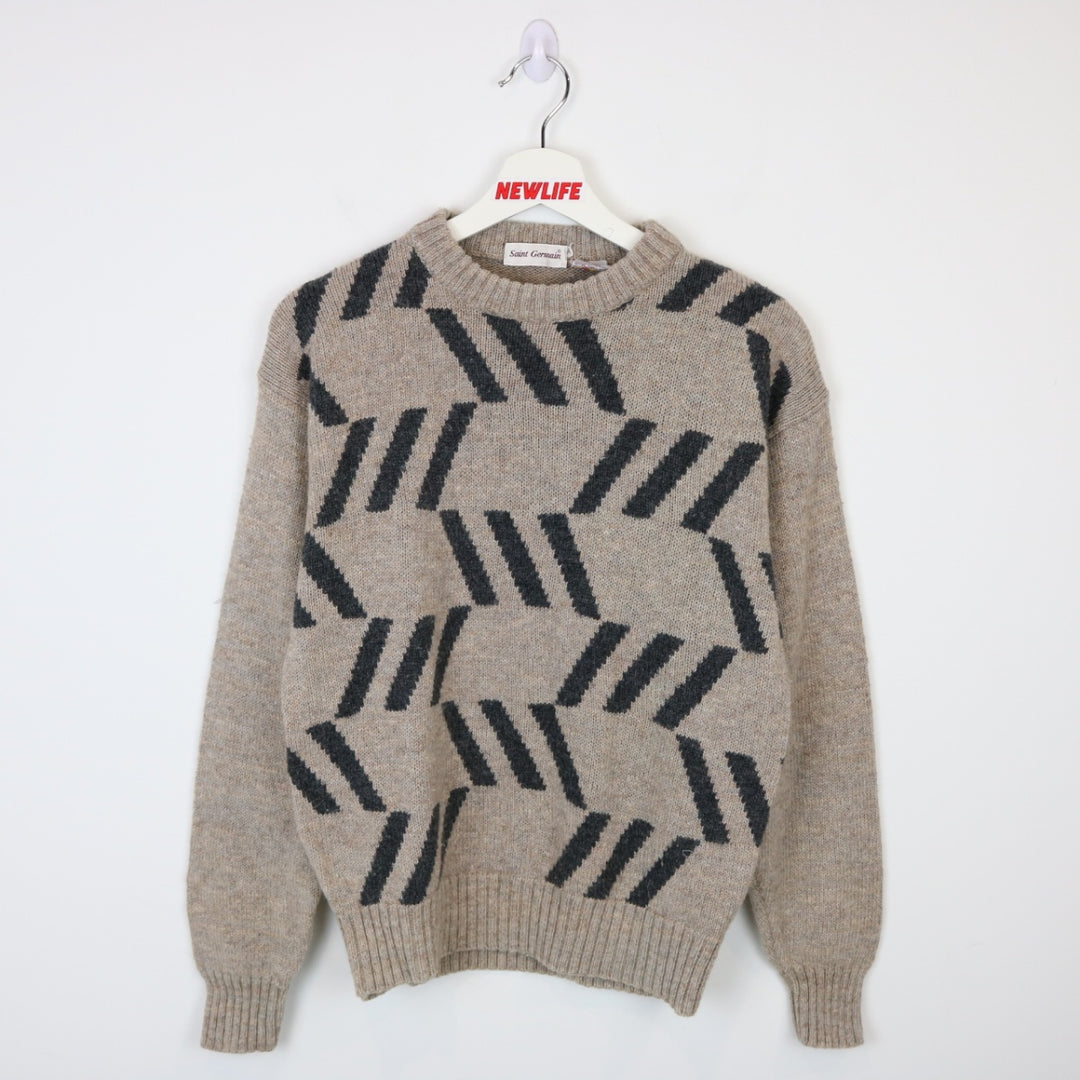 Vintage 90's Saint Germain Patterned Knit Sweater - S-NEWLIFE Clothing