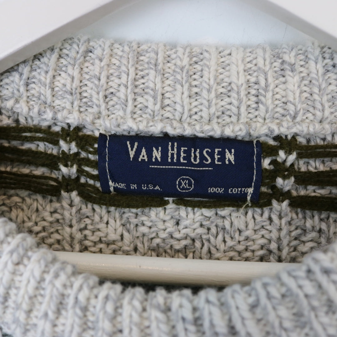 Vintage 90's Van Heusen Patterned Knit Sweater - L-NEWLIFE Clothing