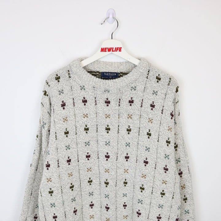 Vintage 90's Van Heusen Patterned Knit Sweater - L-NEWLIFE Clothing