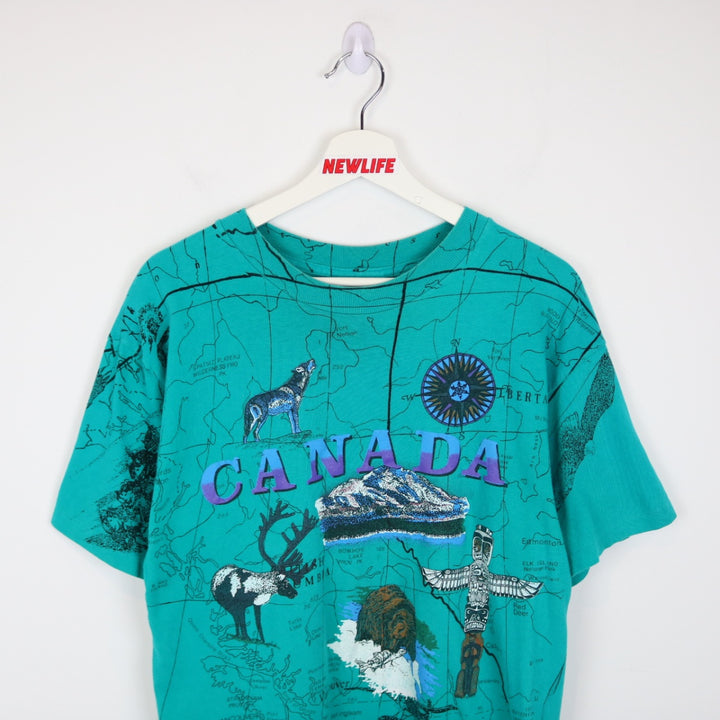 Vintage 90's Canada Map Nature Tee - M-NEWLIFE Clothing