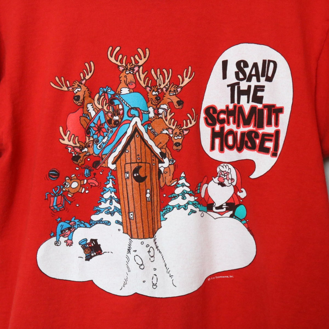 Vintage 90's Schmitt House Santa Tee - L-NEWLIFE Clothing