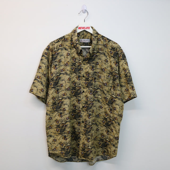 Vintage Patterned Short Sleeve Button Up - L-NEWLIFE Clothing