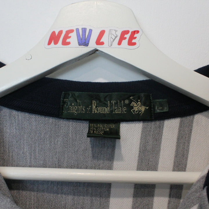 Vintage Striped Long Sleeve Polo Shirt - M-NEWLIFE Clothing