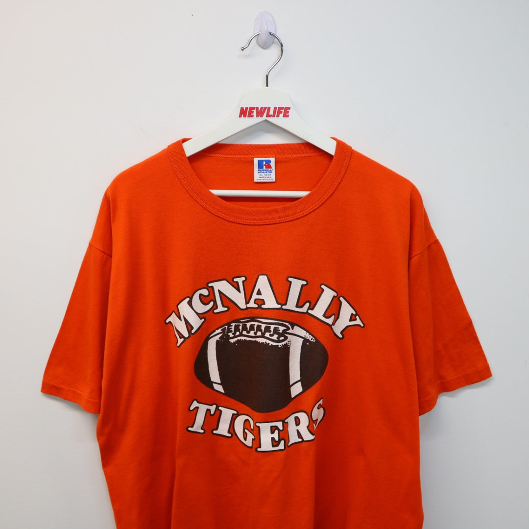 Vintage 80's McNally Tigers Football Tee - XL-NEWLIFE Clothing