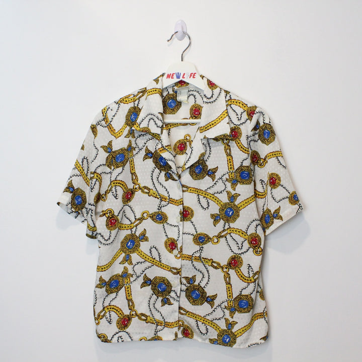 Vintage Chain Print Short Sleeve Button Up - XS/S-NEWLIFE Clothing