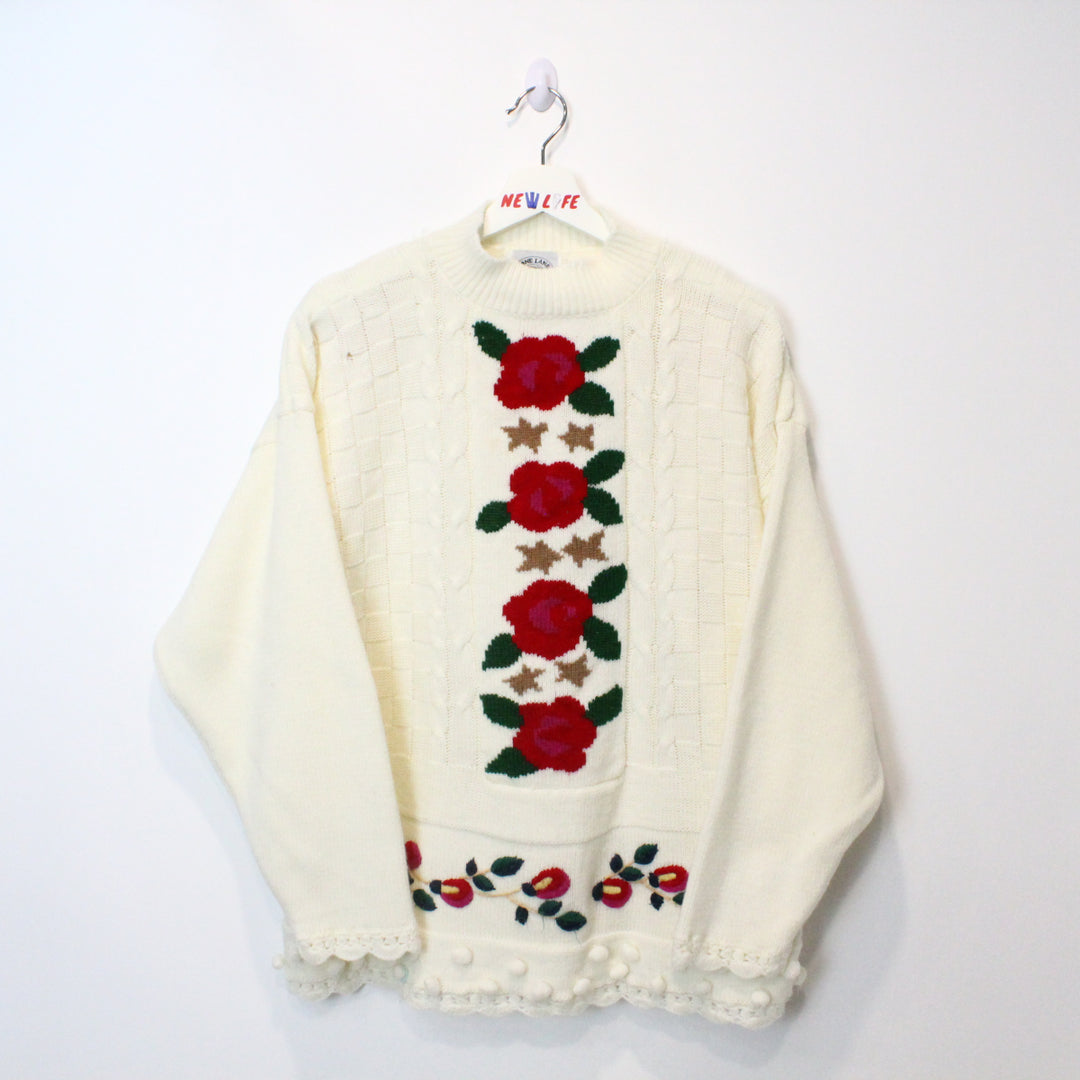 Vintage Flower Knit Sweater - XL-NEWLIFE Clothing