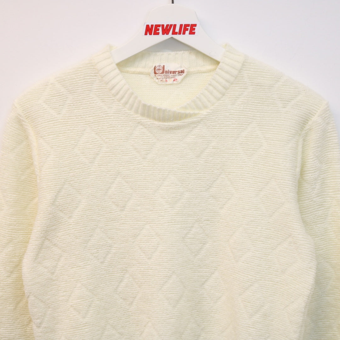 Vintage 70's Diamond Texture Knit Sweater - XS-NEWLIFE Clothing