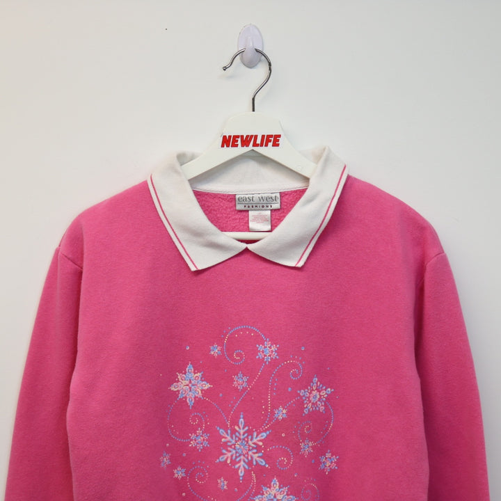 Vintage Snowflake Collared Crewneck - S-NEWLIFE Clothing