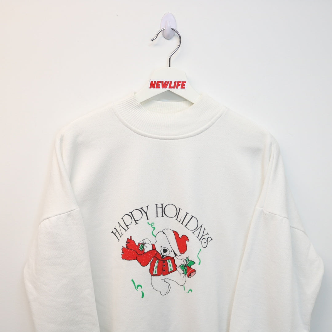 Vintage Happy Holidays Christmas Bear Crewneck - M-NEWLIFE Clothing