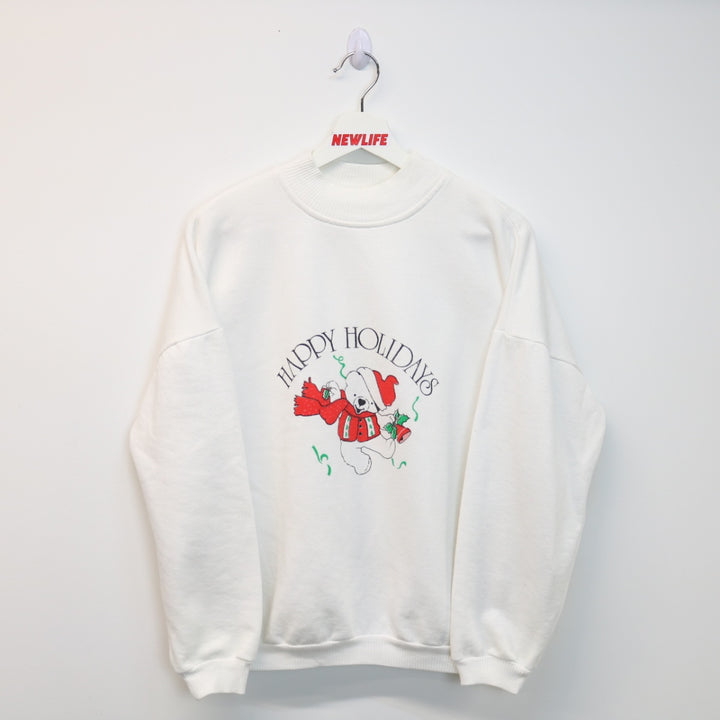 Vintage Happy Holidays Christmas Bear Crewneck - M-NEWLIFE Clothing