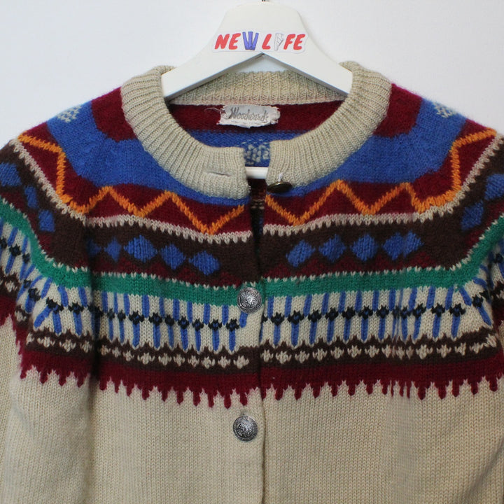 Vintage Patterened Wool Knit Cardigan - S/M-NEWLIFE Clothing